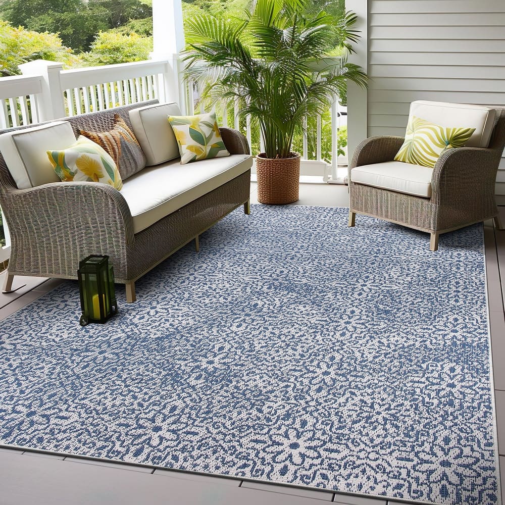 World Rug Gallery Contemporary Flowers Indoor/Outdoor Area Rug
