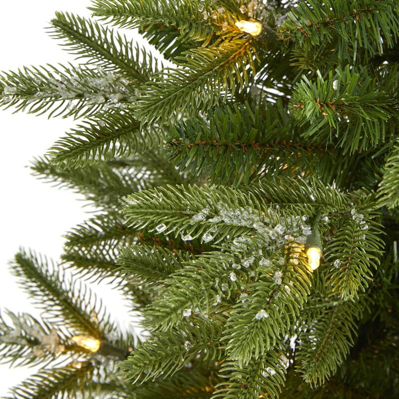 3’ Snowed Gr& Teton Fir Artificial Christmas Tree, Clear LED Lights - 3 Foot