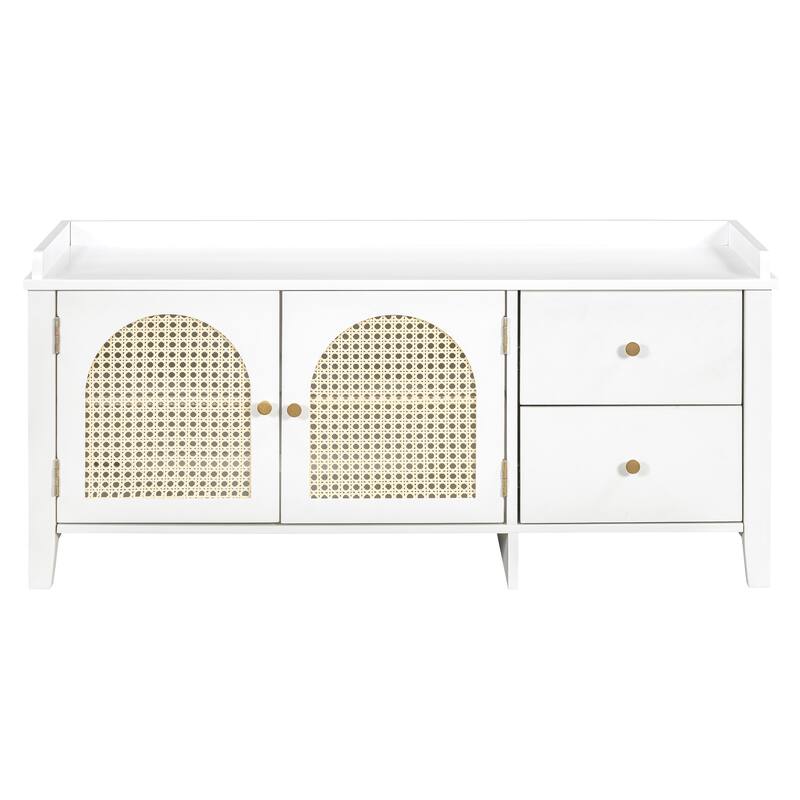 Vintage Shoe Bench with Storage and Cushion