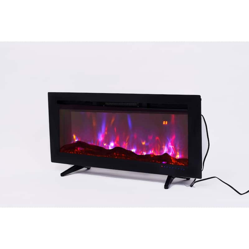 42.5" Slim Black Flat Wall Mounted Fireplace