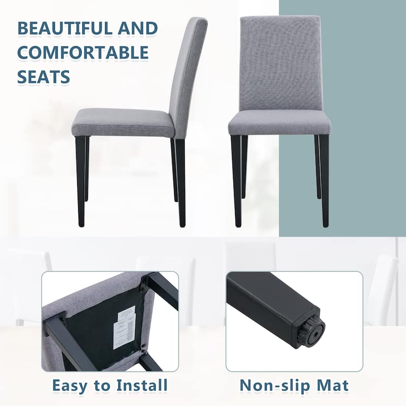 Armless Dining Chair Set of 2 Linen Upholstered Dining Chair with Metal Frame Kitchen Side Chairs Leisure Chairs