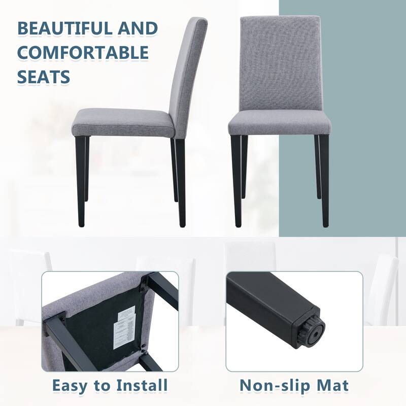 Roomfitters PU Dining Chairs with Black Legs, Simple and Comfortable Upholstered Set of 4 for Kitchen or Living