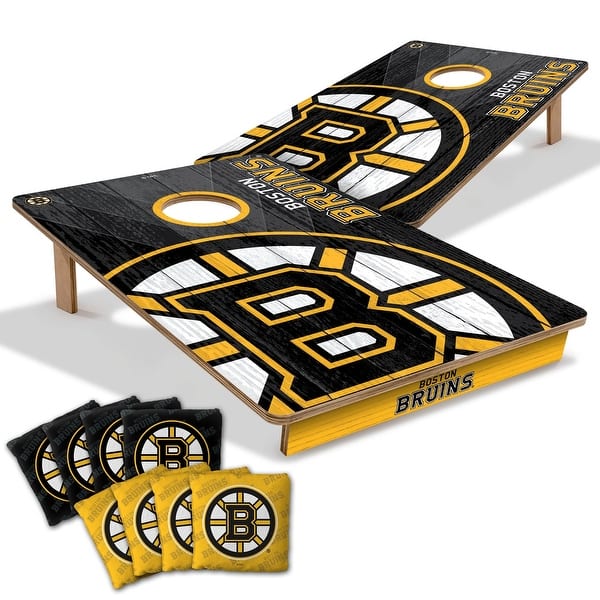 slide 2 of 7, Boston Bruins NHL Tailgate Cornhole Board Set Include Carrying Case
