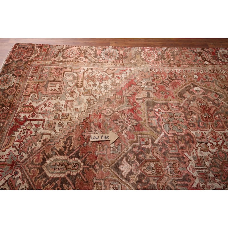 Heriz Persian Antique Area Rug Handmade Orange Wool Carpet - 8'7"x 10'11"