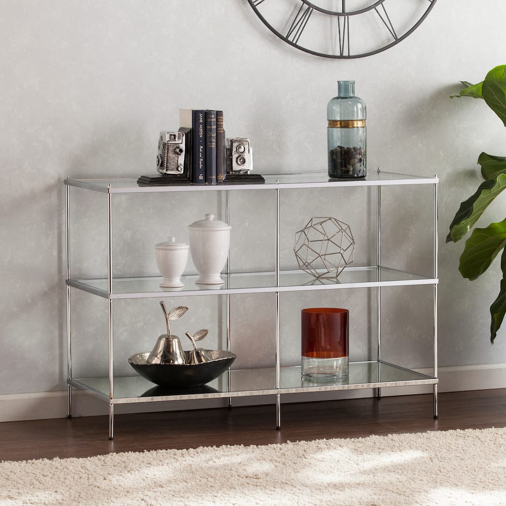 SEI Furniture Grant Mirrored Console Table with Shelves