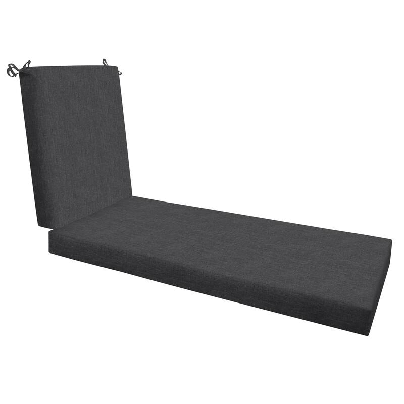 Textured Chaise Lounge Cushion - 22.5" wide x 70" long x 45" deep x 3.5" thick - Textured Solid Charcoal Grey