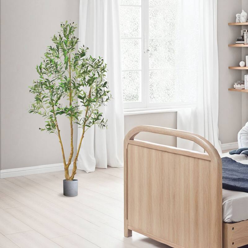 7 ft Artificial Olive Tree with Flexible Branches and Sturdy Base for Home or Office Decoration - 35.43 x 42.13 x 84.65 in