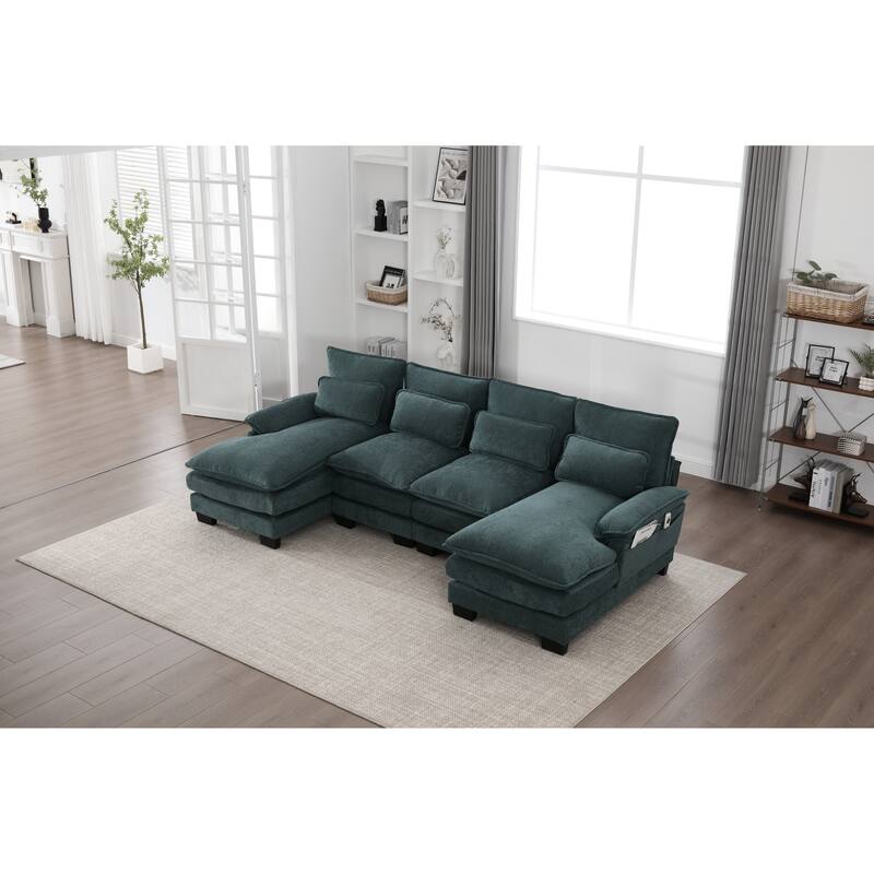 GDFStudio - U Shaped 110" Chenille Modular Cloud Sectional Couches