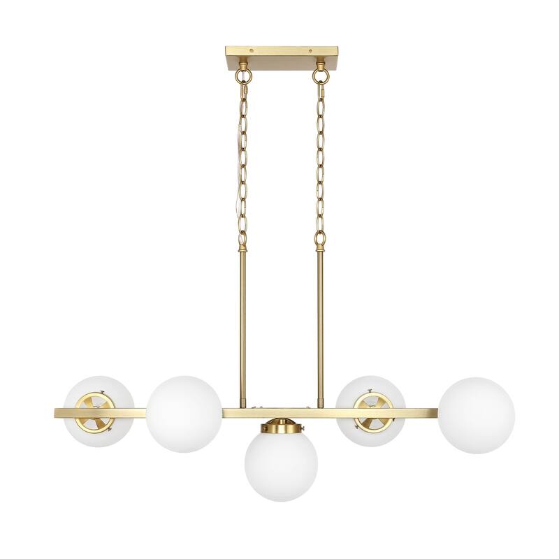 GetLedel 5-Light Kitchen Island Linear Pendant with Glass Globe Shades
