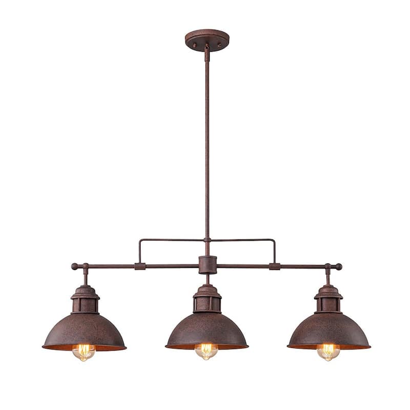 Industrial 3-Light Dome Kitchen Island Pendant - Brushed Black Grey