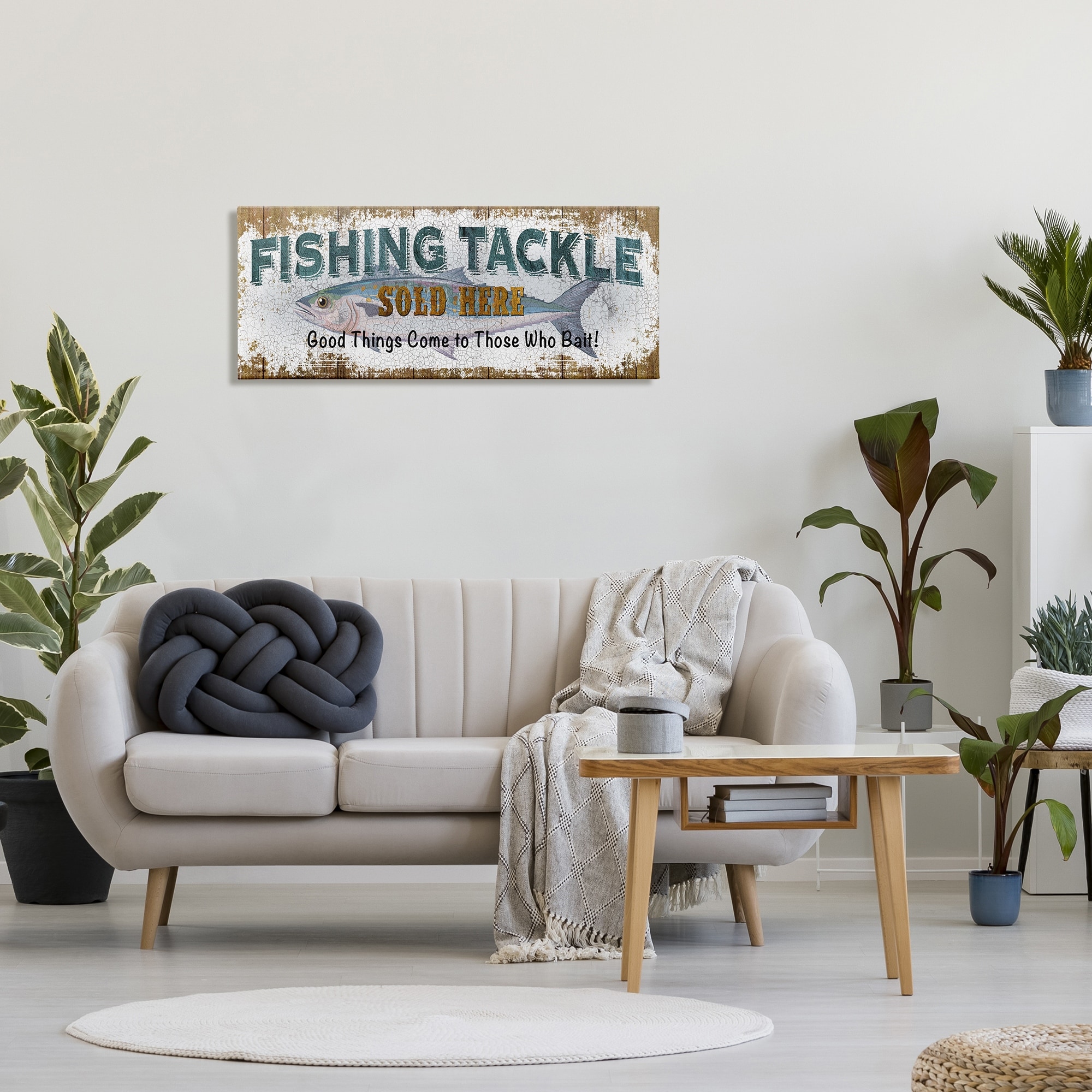 Stupell Rustic Fishing Tackle Sign Those Who Bait Phrase Canvas Wall Art -  Multi-Color - Bed Bath & Beyond - 34151464