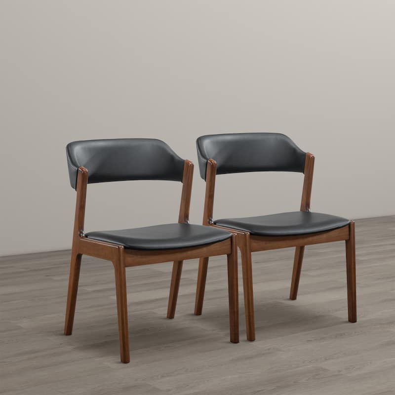 Duluth Contemporary Dining Chairs in Black Vegan Leather ( Set of 2)