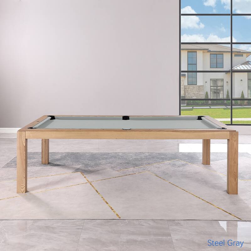 Olivia 8ft Vintage Ash Billiard Slate Pool Table with Dining Top - Grey