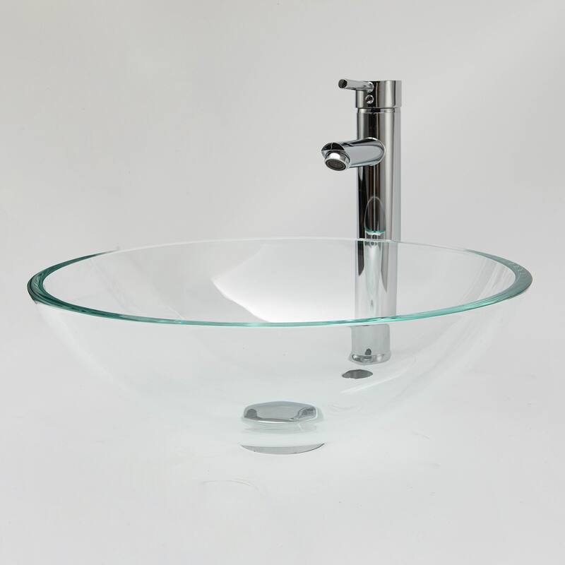 Vinnova Glass Circular Vessel Bathroom Sink without Faucet