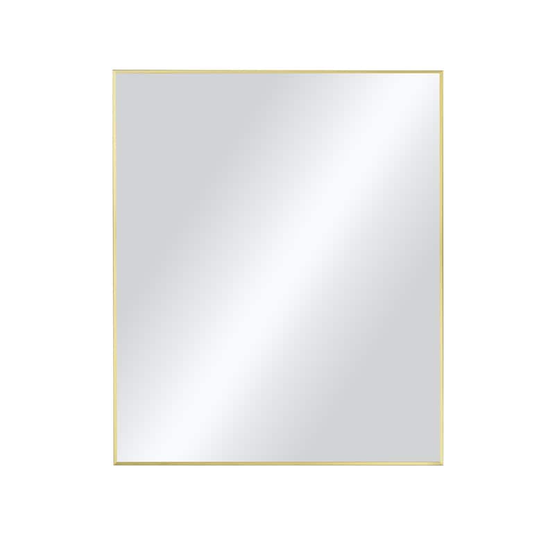 30 x 36 Inch Shatterproof Wall Mount Metal Frame Mirror - Brushed Gold