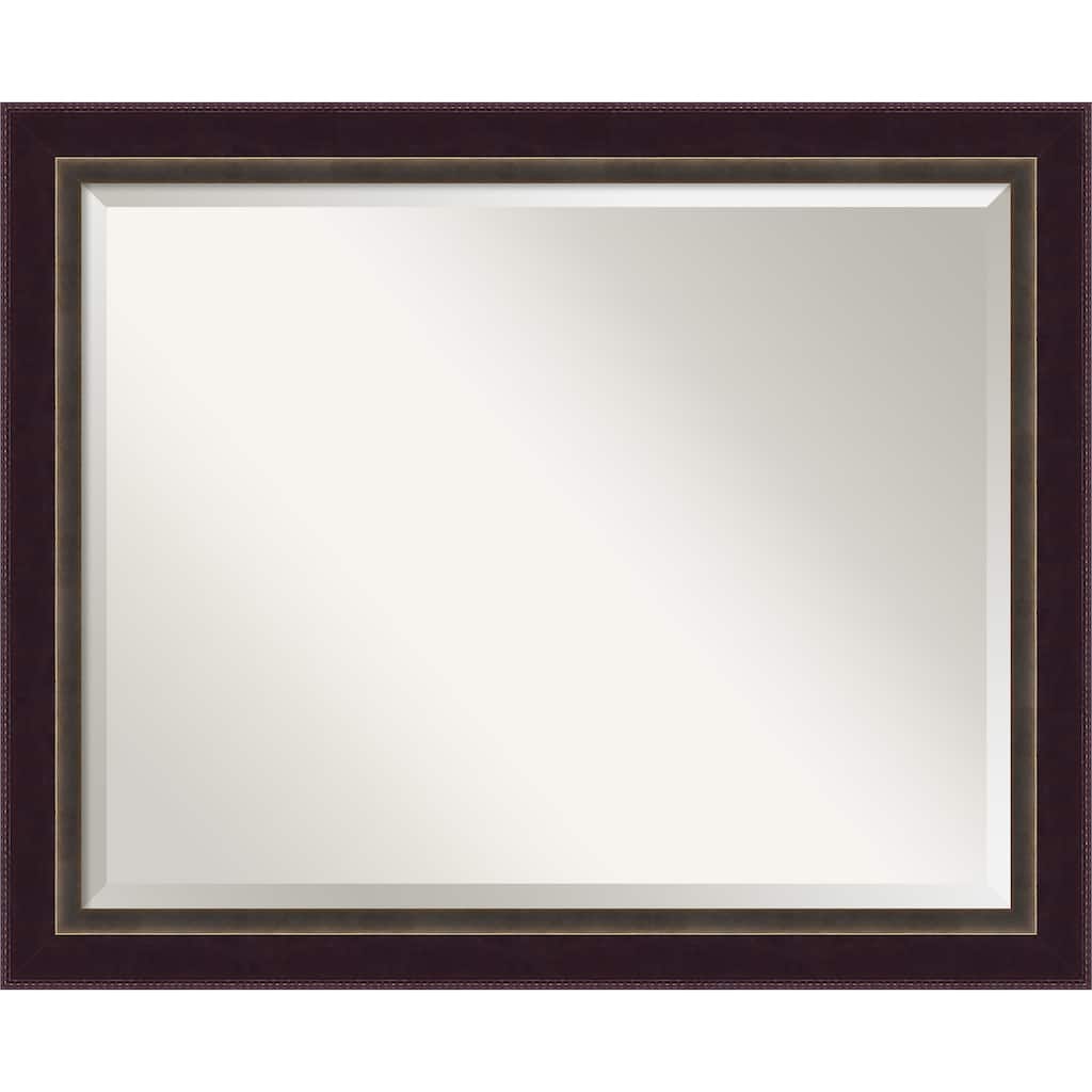 Beveled Wood Bathroom Wall Mirror - Signore Bronze Frame - Outer Size: 32 x 26 in