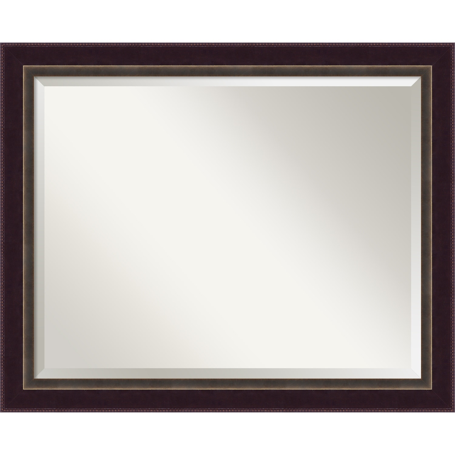 Beveled Wood Bathroom Wall Mirror - Signore Bronze Frame - Outer Size: 32 x 26 in