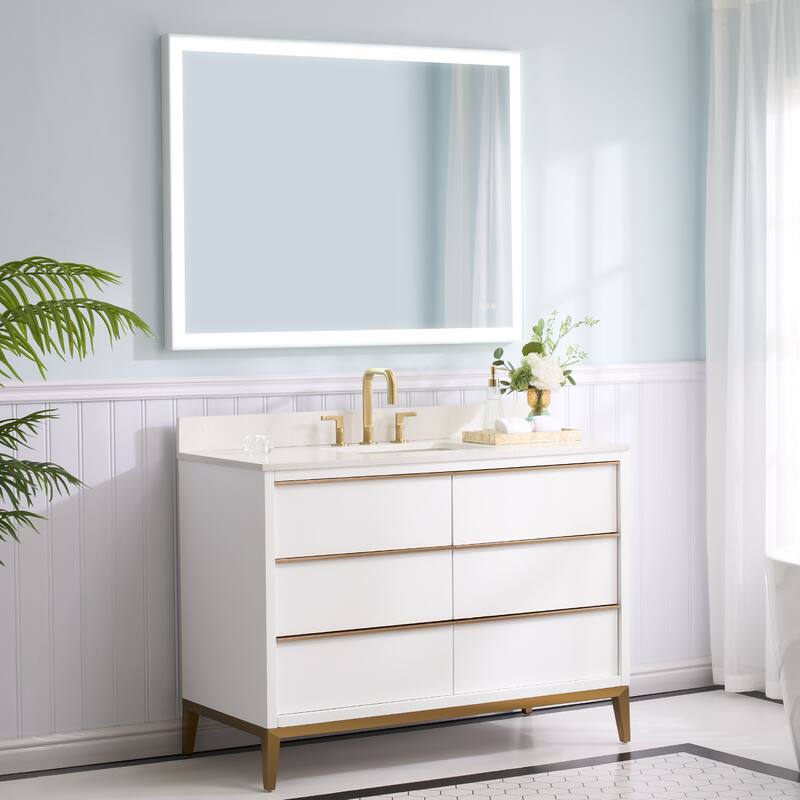 Wall Mounted Bathroom Heavy Duty Framed LED Mirror With bright light And And Memory Function