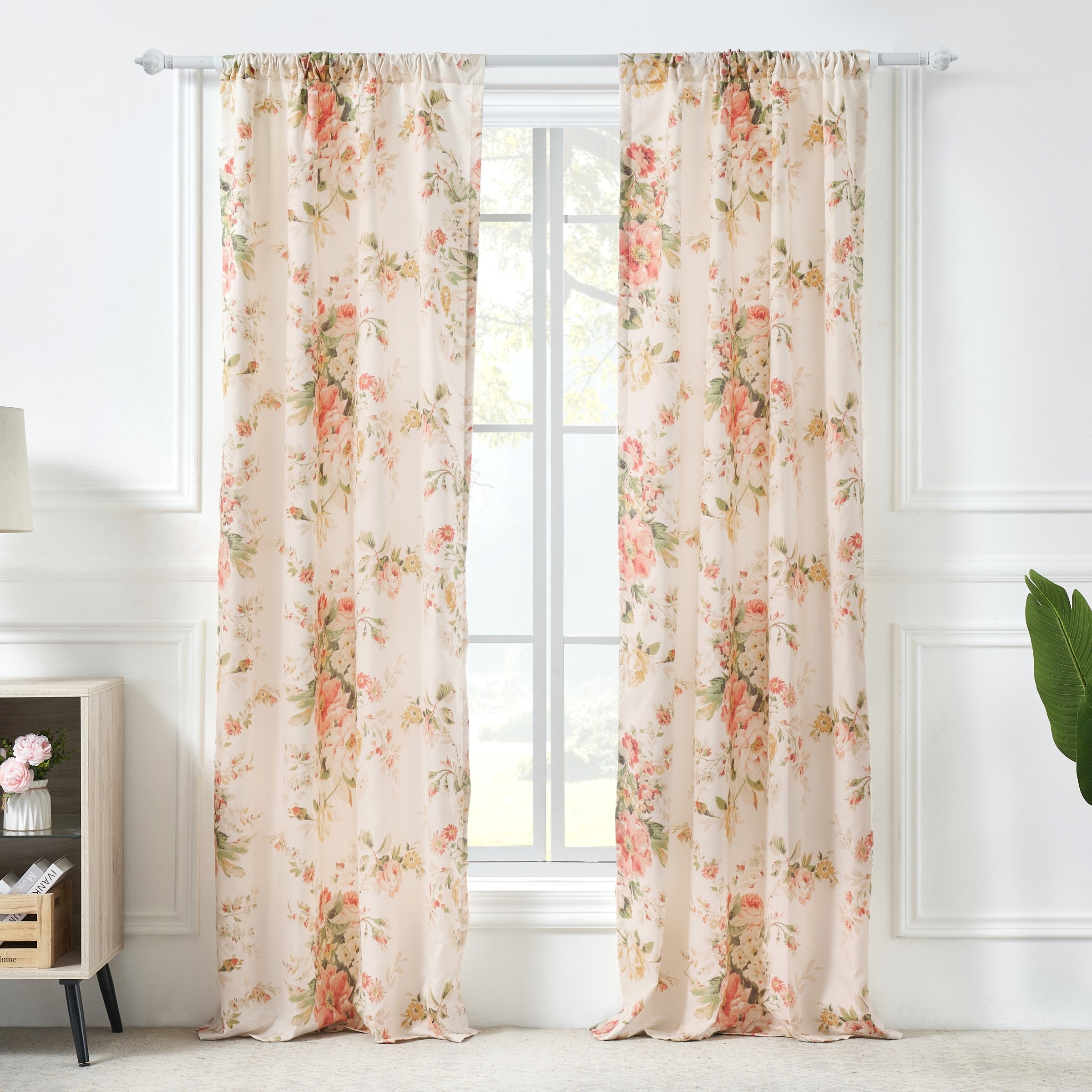Greenland Home Fashions Grace Extra Wide Curtains - 84-inch Farmhouse Floral Curtain Panels (Set of 2)