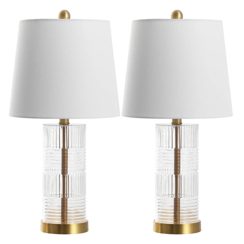 SAFAVIEH Lighting Faille 22-Inch Glass Table Lamp (Set of 2) - 11"W x 11"D x 22"H