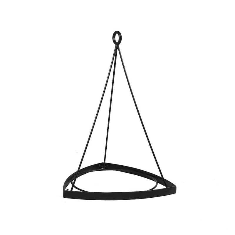 Achla Designs 28"H Black Wrought Iron Lina Hanging Planter w/ Burnt Sienna Galvanized Steel Pot