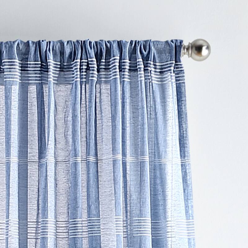 Martha Stewart Delicate Stripe Sheer Rod Pocket Window Curtain Panel Pair