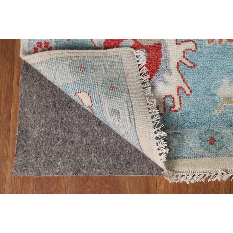 Floral Ivory Oushak Oriental Area Rug Hand-Knotted Wool Carpet - 9'1"x 12'0"