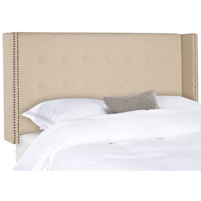 SAFAVIEH Rengin Taupe Upholstered Tufted Wingback Headboard (Twin)