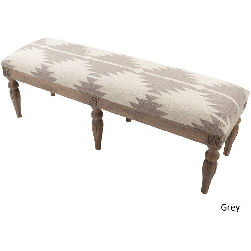 Clarita Kilim Upholstered Wood Bench
