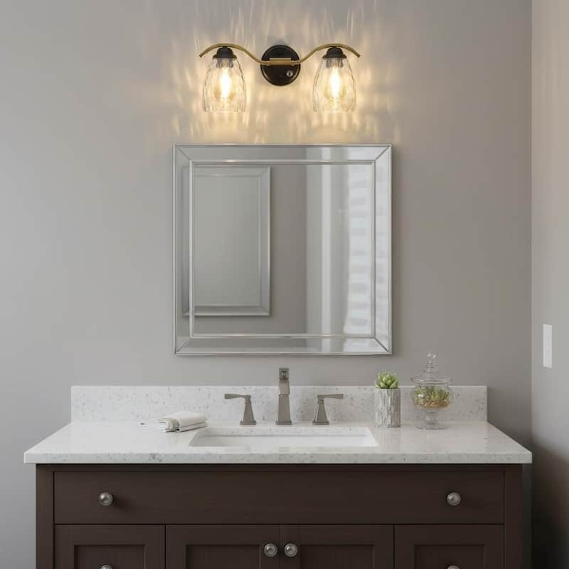 Teamson Home 2-Light Bathroom Vanity Wall Sconce, Dimmable LED Fixture for Modern Bath, Mirror, and Powder Room Lighting
