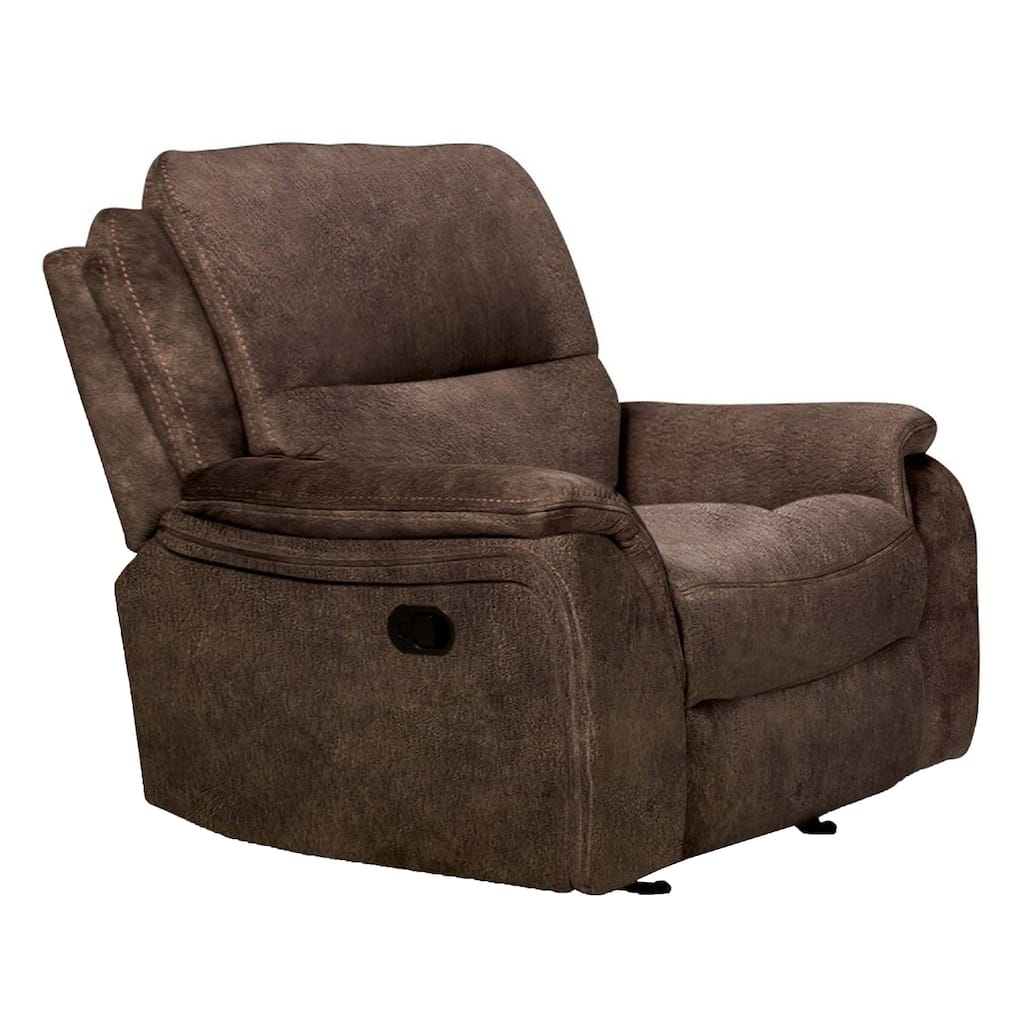 Heny Manual Glider Recliner Chair, Plush Dark Brown Pillow Top Arms