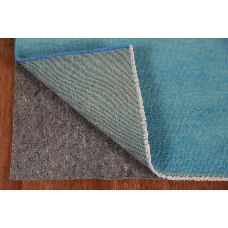 Hand Knotted Oriental 100% Wool Carpet Modern Solid Navy Blue & Blues Gabbeh Runner Rug - 9' 3'' X 3' 0''