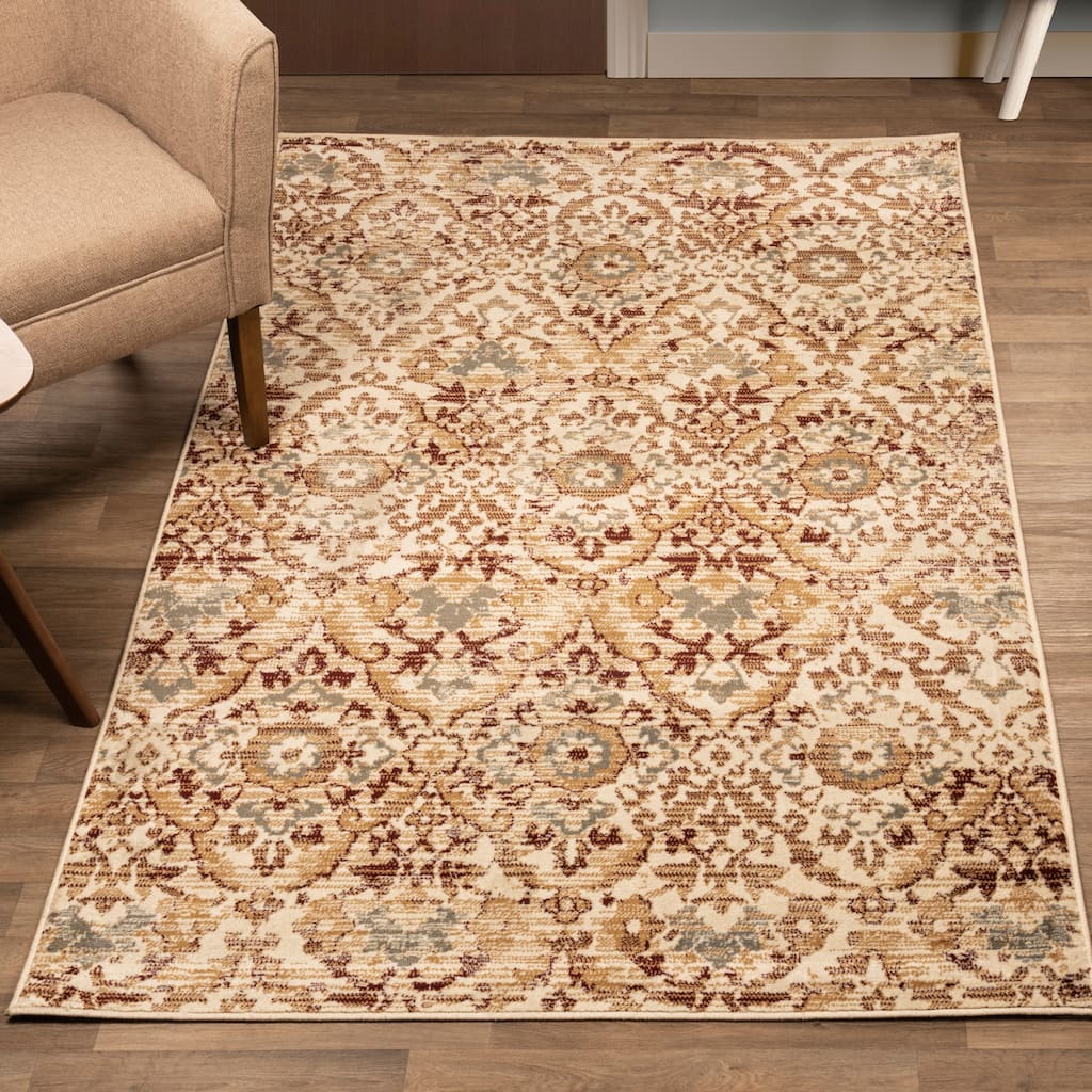 Superior Traditional Oriental Floral Indoor Area Rug