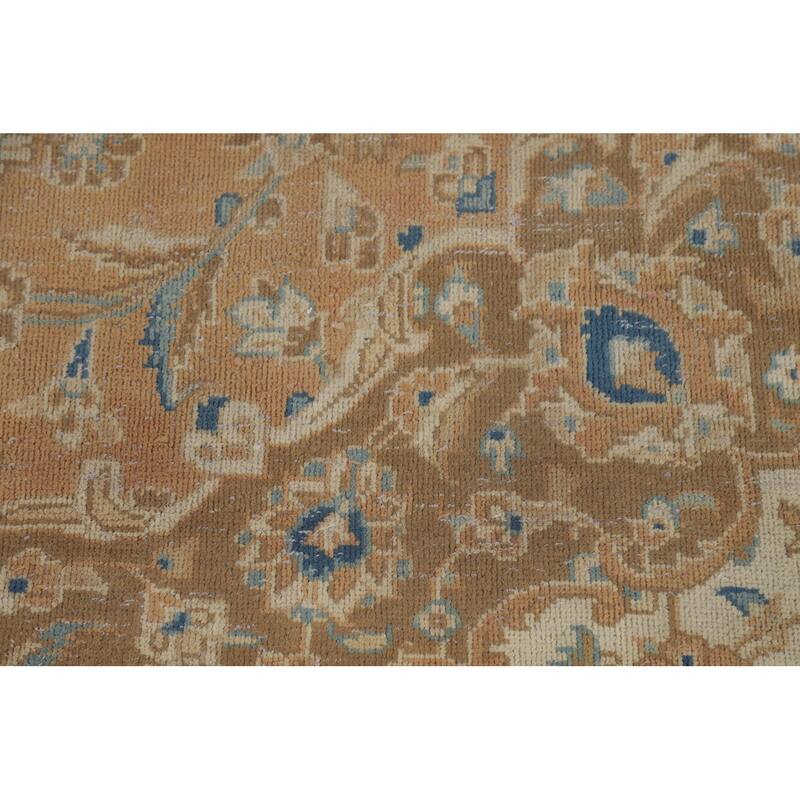 Traditional Mashad Persian Area Rug Handmade Floral Wool Carpet - 9'7" x 12'9"