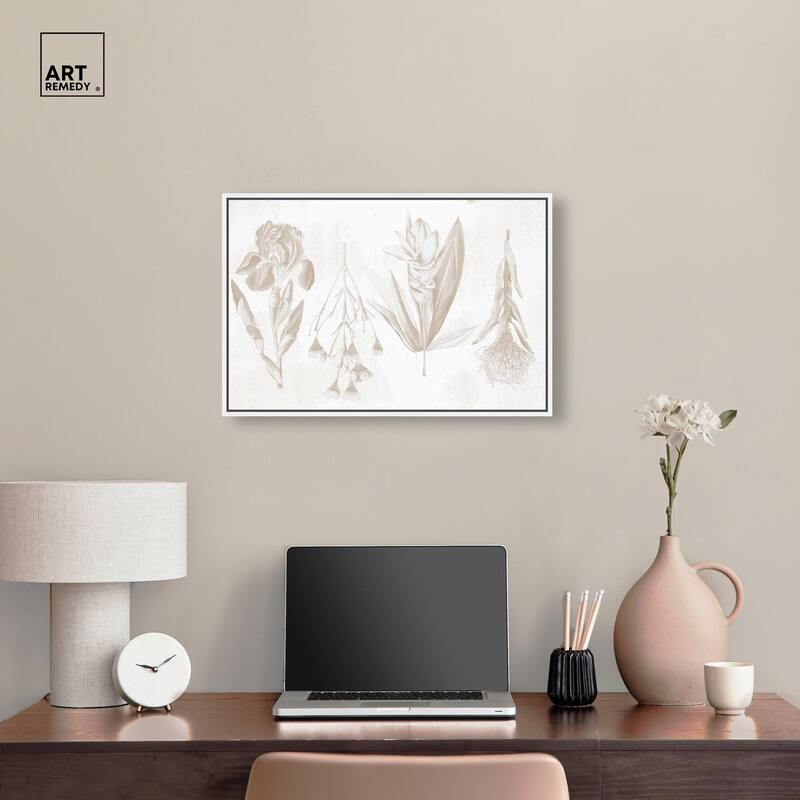 White Pressed Flora Canvas by Art Remedy