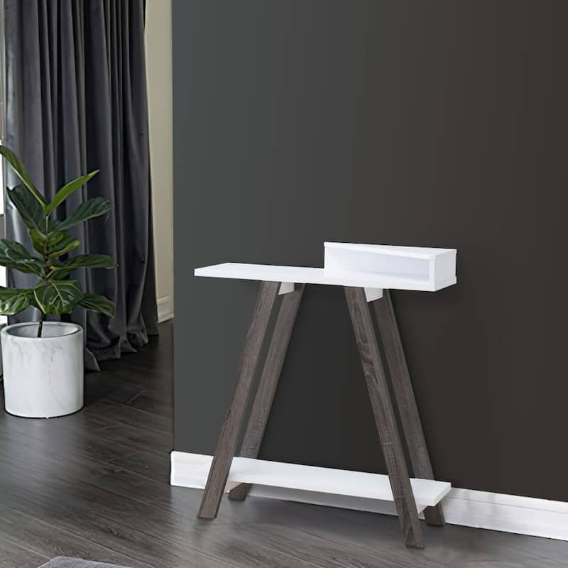 Baki 38 Inch Modern Wood Side Console Table, Corner Compartment - 11.5 L x 31.25 W x 37.5 H Inches