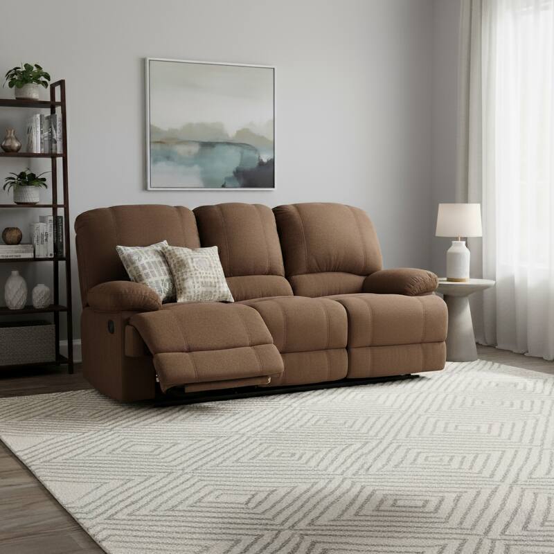 Kevin Upholstered Reclining Living Room Sofa - Brown