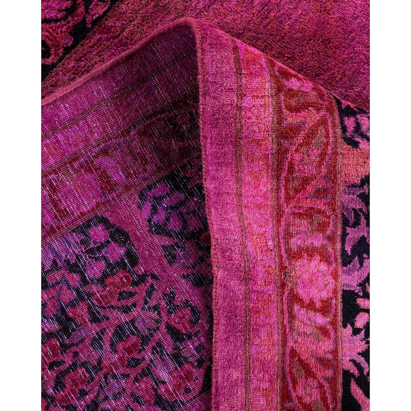 Overton Hand Knotted Wool Vintage Inspired Modern Contemporary Overdyed Pink Area Rug - 9' 10" x 11' 6"
