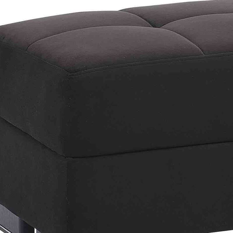 HomeRoots 50" Black and Brown Microfiber Tufted Storage Ottoman