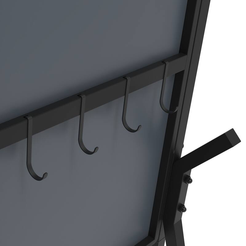 Industrial-Style Foyer Coat Rack with Shoe Cabinet Mirror, Aluminum Frame, for Living Room and Bedroom