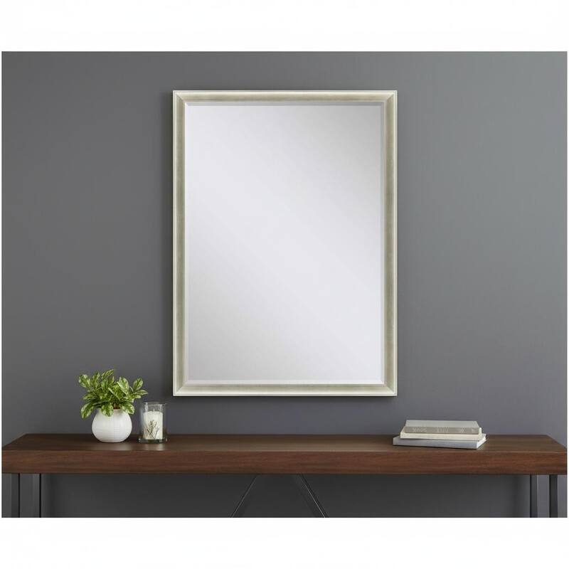 HomeRoots 40" Silver Wood Accent Mirror - 28.00 in. x 40.00 in. x 3.00 in. - 28.00 in. x 40.00 in.  x 3.00 in.