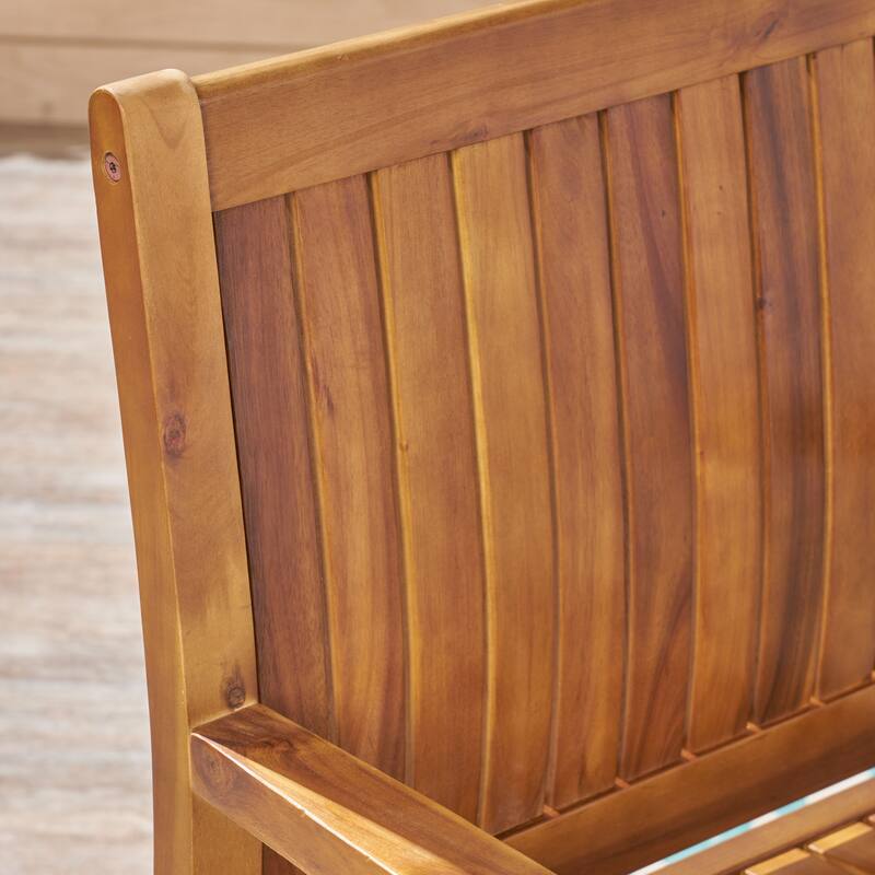 Roomfitters Wilson Set of 2 Outdoor Dining Chairs, Rustic Solid Acacia Wood with Slat Paneling, Teak