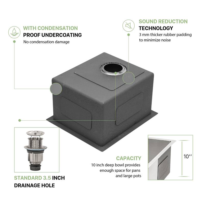 Undermount 16 Gauge Single Bowl Stainless Steel Kitchen Sink in Brushed Nickel