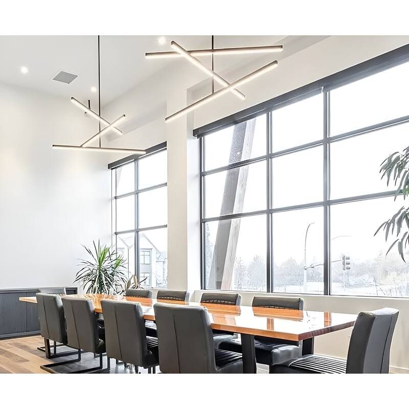 Modern Black LED Pendant Lamp Tiers Layer Adjustable Chandelier