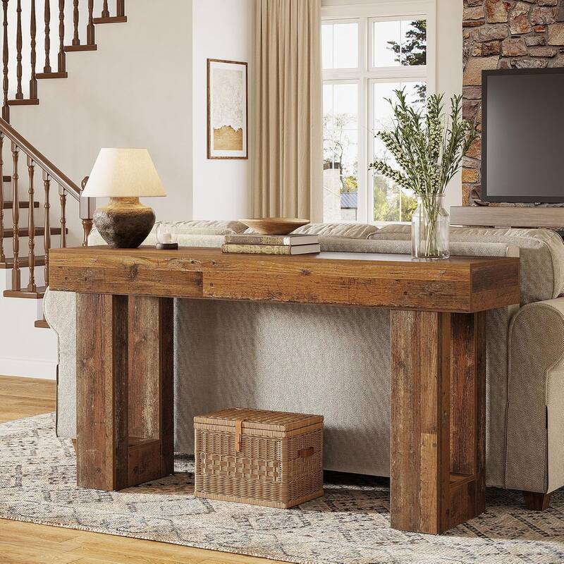 63" Wooden Console Table, Rectangular Sofa Table for Behind Couch, Entryway, HallwayLiving Room