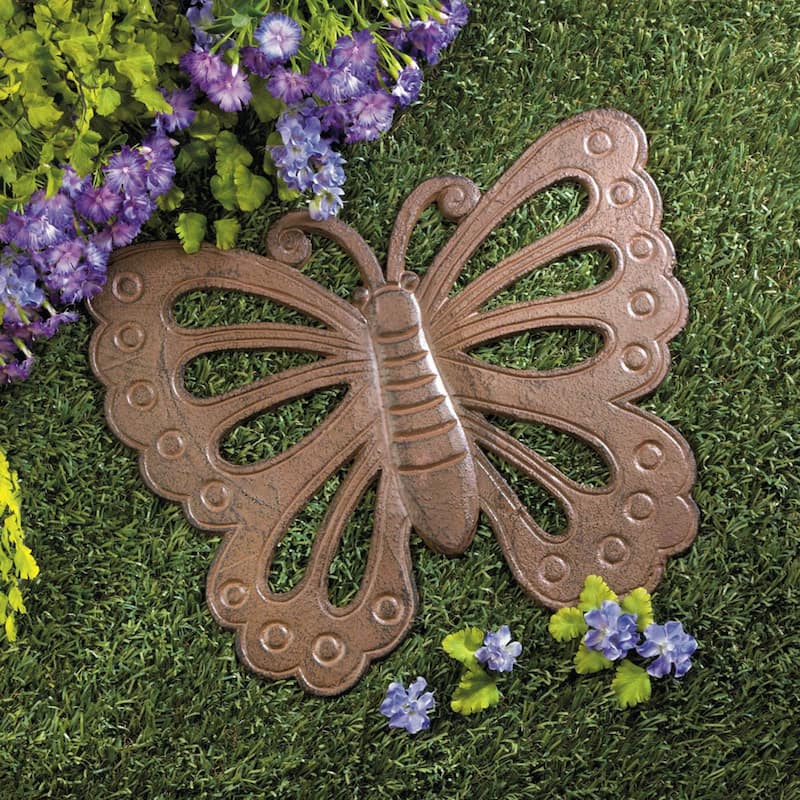 Butterfly Outdoor Garden Stepping Stone - 14" - Bronze Tone