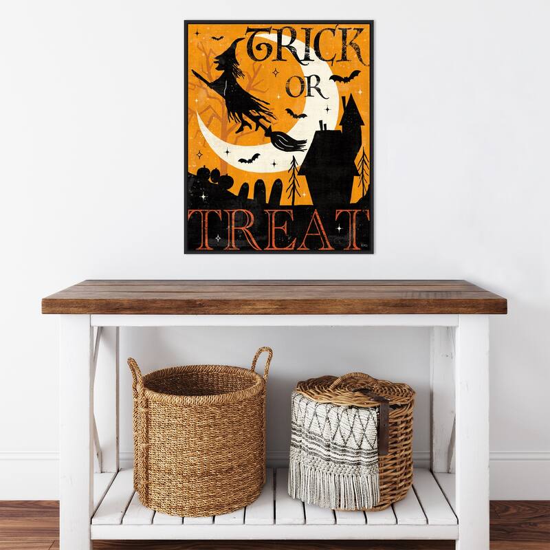 Halloween is Calling II by Veronique Charron Canvas Art Framed - Sylvie Black