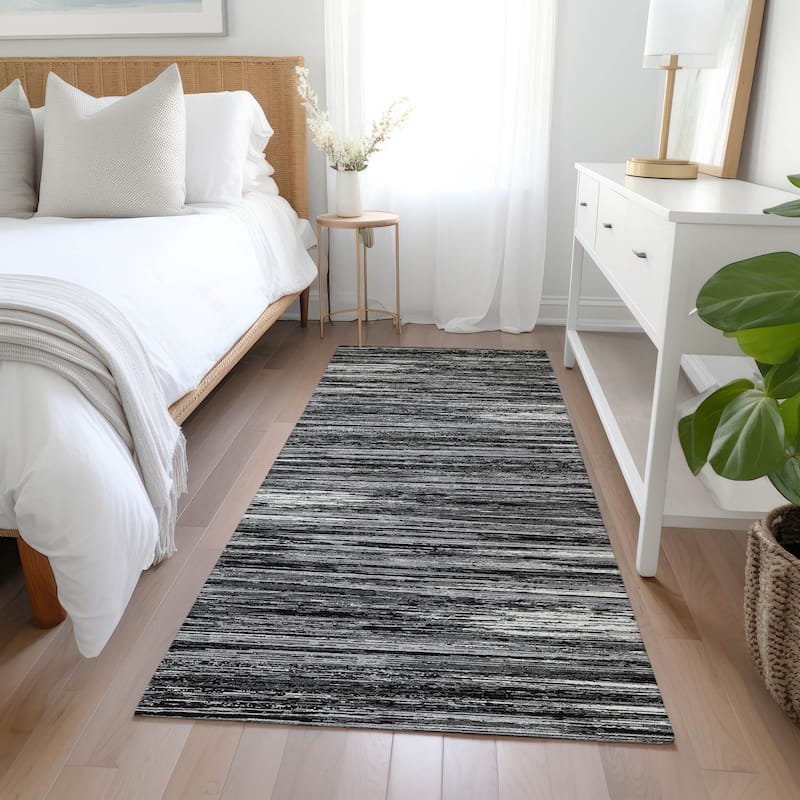 Machine Washable Indoor/ Outdoor Chantille Abstract Stripe Rug