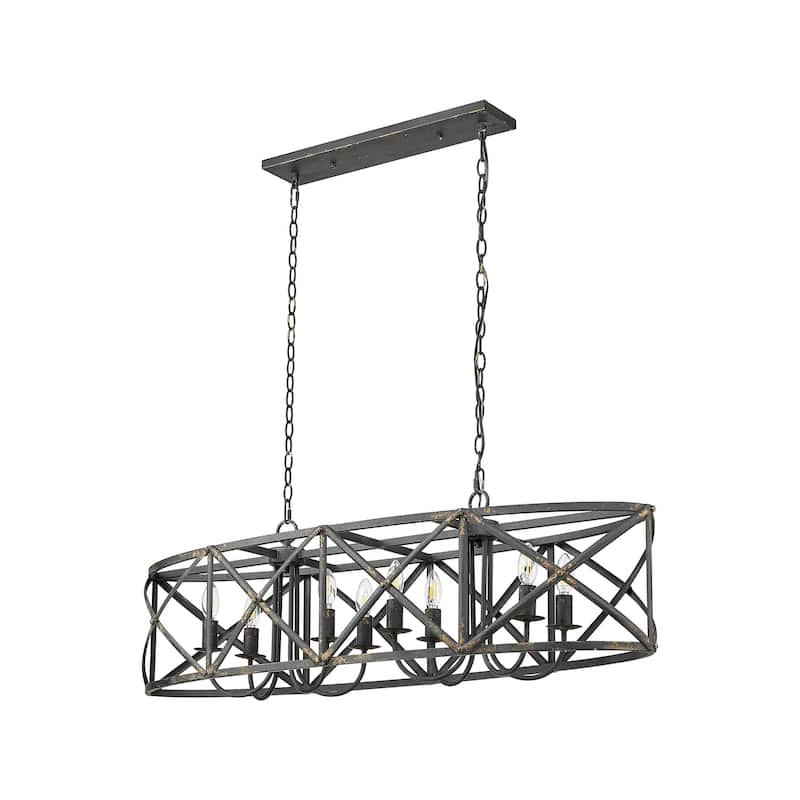 Golden Lighting Alcott 8-light Island Light in Antique Black Iron - Gold