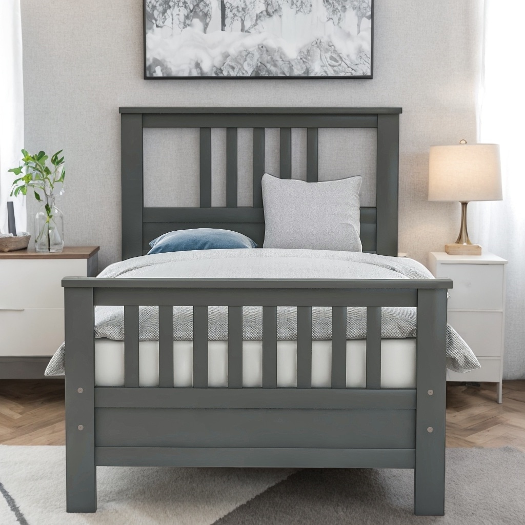 Twin Wood Platform Kids Bed with 42